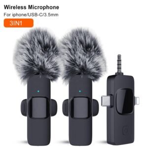 3 in 1 Dual Lapel Microphone Lavalier Wireless Microphone